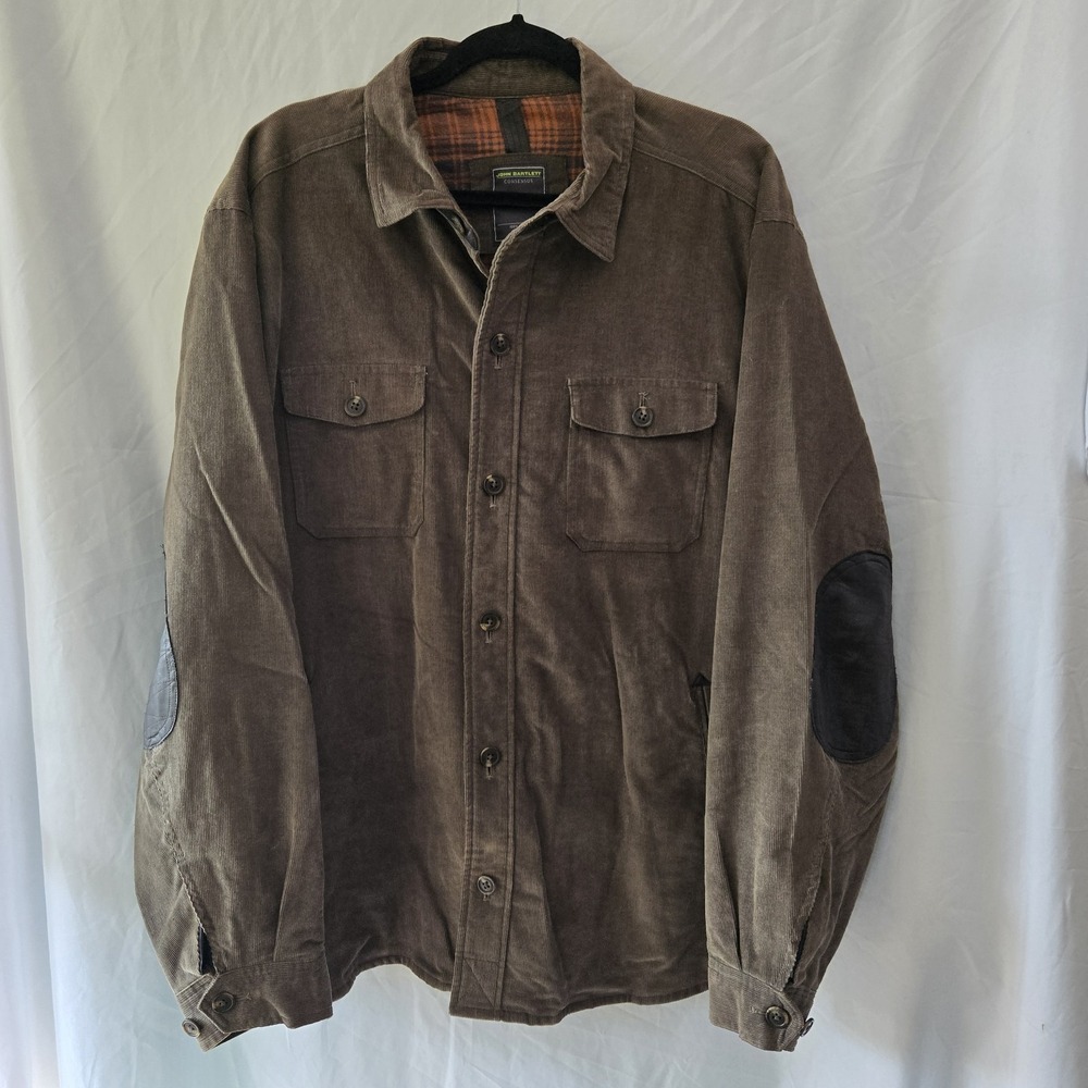 John Bartlett Consensus 100% Cotton Corduroy With Faux‎ Leather Jacket Men's XL